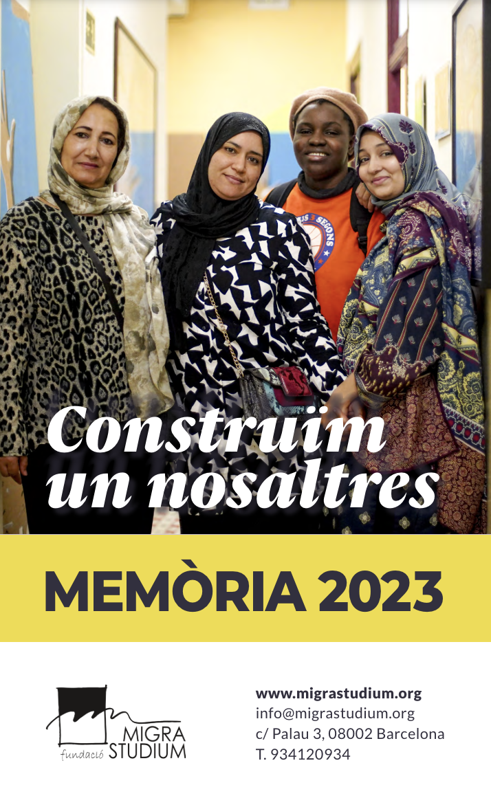 Imatge de la portada de la Memòria Migra Studium 2023. Enllaçada al document complet